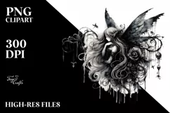 Artistic Gothic Fairy Washed Sublimation Clipart Product Image 1