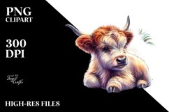 Colorful Baby Highland Cow with Rio Carnival, Transparent Product Image 3
