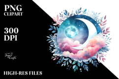 Vibrant Moon Foliage Clouds | Sublimation | Clipart. Product Image 2