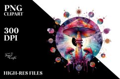 Vibrant Celestial Mushroom in Watercolor Product Image 2