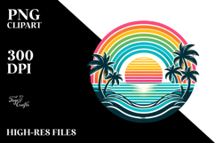 Retro Rainbow Sunset Clipart Tshirt, 20 oz Tumbler Product Image 2