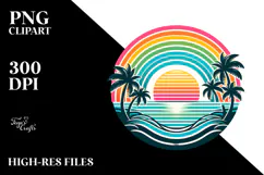 Retro Rainbow Sunset Clipart Tshirt, 20 oz Tumbler Product Image 2