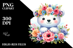 Cartoon Style Watercolor Polar Bear Flower Crown | Product Image 2