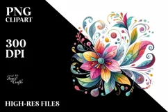 Colorful Pastel Wimsical Flower | Sublimation | Clipart Product Image 3