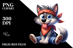 Dramatic Wolf with Bandana, PNG Product Image 2