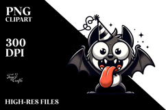 Goofy Cartoon Bat with Party Hat, PNG Product Image 2