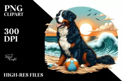 Waterncollor Bernese Mountain Dog Sitting Sunset | Product Image 3