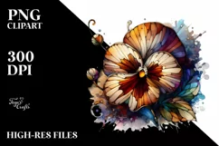 Abstract Wooden Small Stained Pansy Clipart Product Image 3