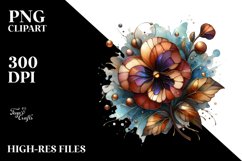 Abstract Wooden Small Stained Pansy Clipart Product Image 1