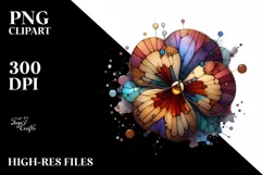 Abstract Wooden Small Stained Pansy Clipart Product Image 3