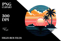 Retro Island Sunset Clipart Tshirt, 20 oz Tumbler Product Image 2