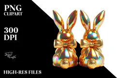 Colorful Vintage Bunnies Sitting View from Back with Bow, Product Image 2
