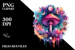 Vibrant Magical Celestial Mushroom Tarot PNG Product Image 2