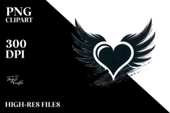 Simple Heart with Wings PNG Product Image 2