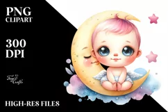 Colorful Baby Moon, Stars | Sublimation | Clipart Product Image 1
