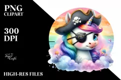 Colorful Baby Unicorn with Pirate's Eye Patch, Transparent Product Image 3