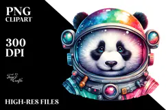Colorful Panda with Astronaut Helmet PNG Product Image 2