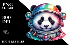 Colorful Panda with Astronaut Helmet PNG Product Image 3