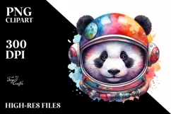 Colorful Watercolor Panda | Sublimation Clipart Product Image 1