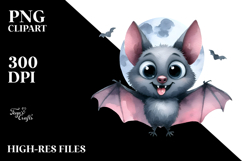 Funny Simple Bat Image in Watercolor PNG Product Image 2