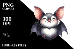 Funny Simple Bat Watercolor PNG Product Image 2
