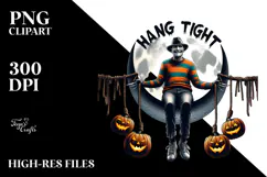 Scary Freddy Krueger Sitting on Moon PNG Product Image 2