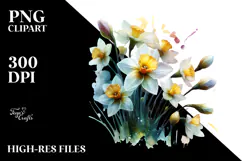Narcissus Watercolor Splash PNG Product Image 2