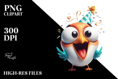 Ridiculously Cute Bird with Party Hat, PNG Product Image 2