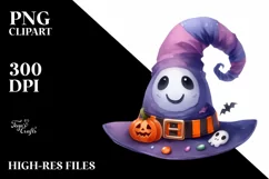 Watercolor Funny Halloween Hat Sticker Clipart Product Image 3