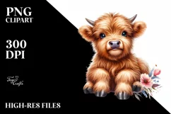 Colorful Baby Highland Cow Sitting on Star | Sublimation | Product Image 1