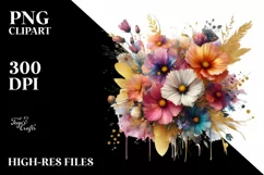 Colorful Abstract Bouquet with Cosmos PNG Product Image 2
