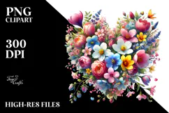 Heart Made of Spring Flowers PNG Product Image 2