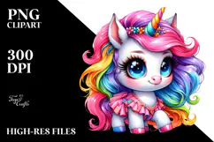 Cute Unicorn Drawing, PNG Product Image 2