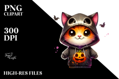 Adorable Spooky Cat Hoodie, Cartoon Style PNG Product Image 2