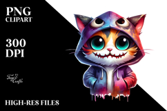Adorable Spooky Cat Hoodie, Cartoon Style PNG Product Image 2