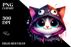 Adorable Spooky Cat Hoodie, Cartoon Style PNG Product Image 2