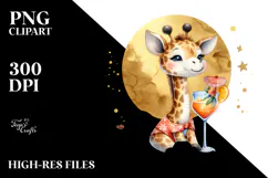 Adorable Giraffe in Beachwear, Transparent PNG Product Image 2