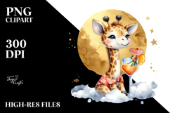 Cute Giraffe in Beachwear Drinking Cocktail Product Image 2