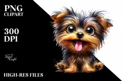 Crazy Yorkipoo Sitting with Popping Eyes | Sublimation | Product Image 1