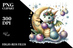 Whimsical Dragon Christmas Ornaments PNG Product Image 1
