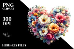 Digital Painting Floral Heart PNG Product Image 2