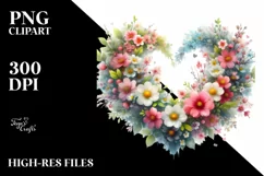 Digital Painting Floral Heart PNG Product Image 2
