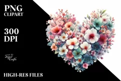 Digital Painting Floral Heart PNG Product Image 2
