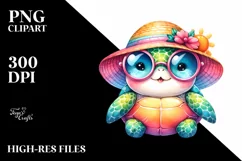 Cute Baby Turtle Watercolor Clipart Product Image 1