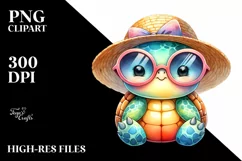 Colorful Baby Turtle Watercolor Clipart Product Image 3
