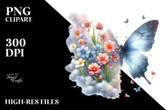 Watercolor V Painting with Cute Butterfly, Transparent PNG Product Image 2