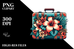 Retro Tropical Flower Suitcase Product Image 2