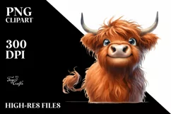 Funny Expressive Highland Cow PNG Product Image 3