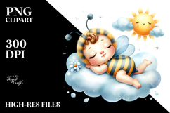 Cute Baby Bee on Cloud for Summer | Clipart Product Image 2