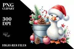 Cute Goose with Santa Hat PNG Product Image 2